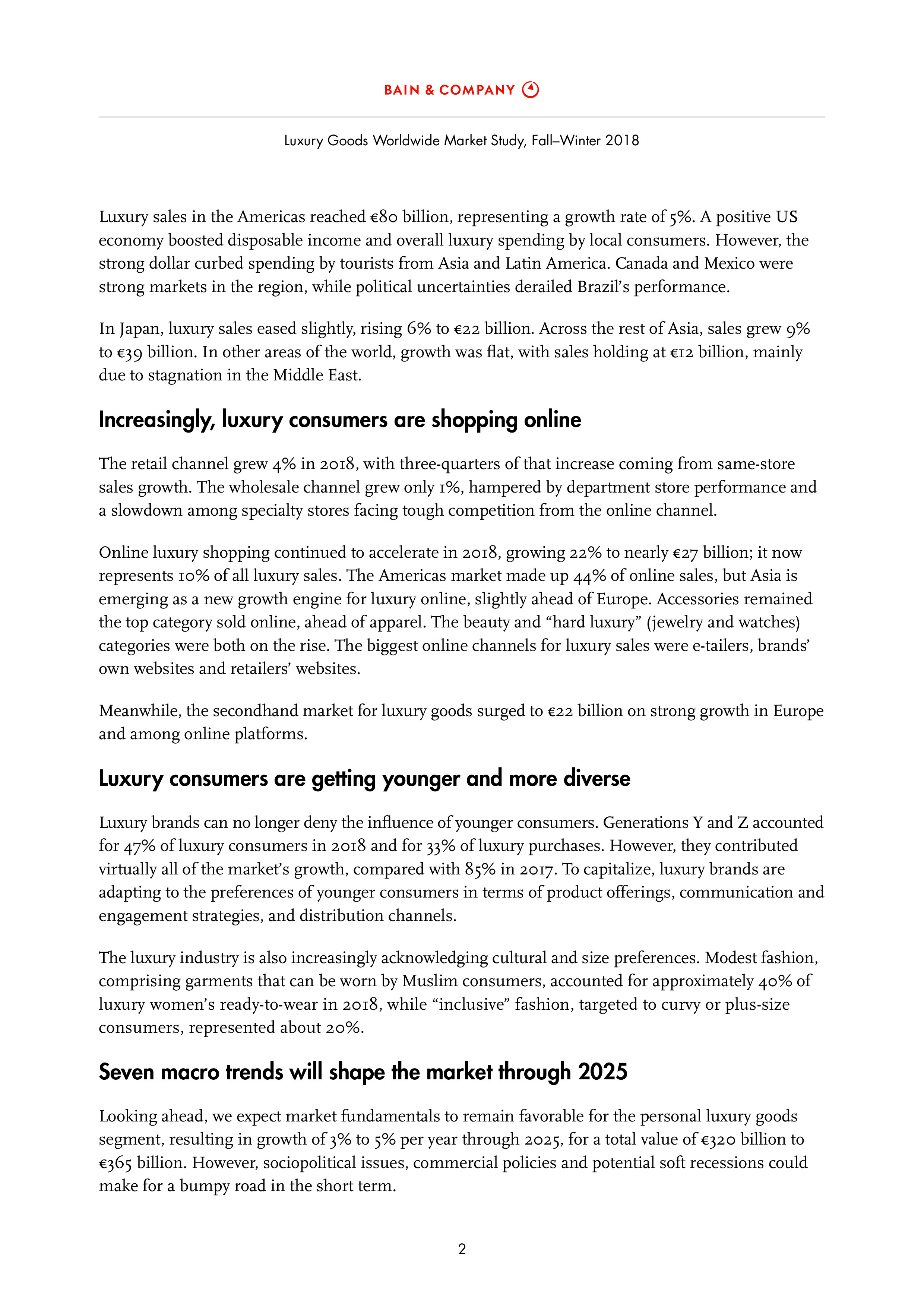 贝恩咨询：2019年全球奢侈品行业发展和展望报告