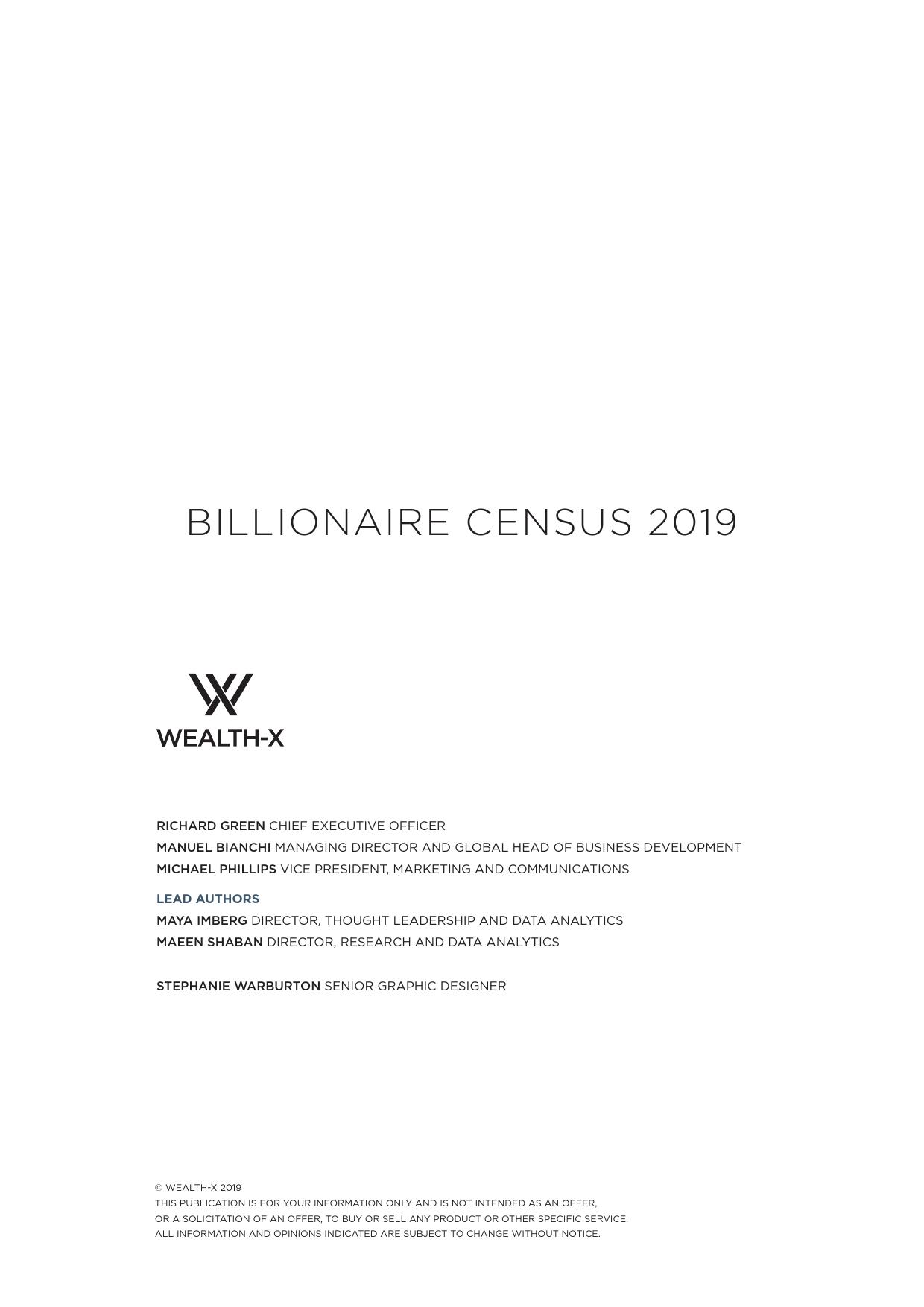 人口调查报告_Wealth X 2019亿万富豪人口普查报告