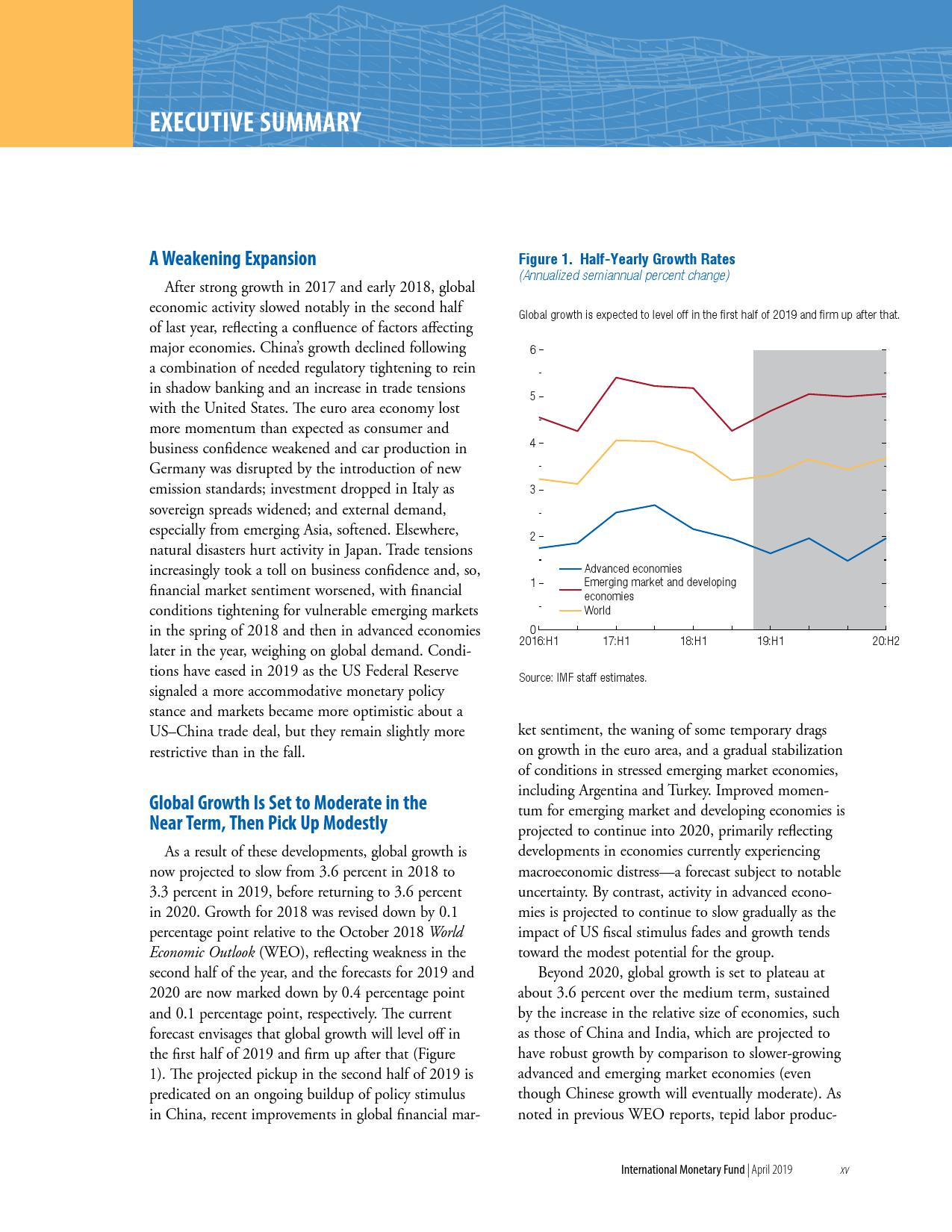 IMF：2019年4月世界经济展望