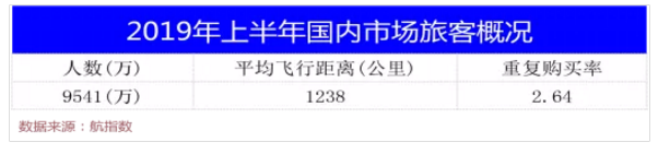 中信航：2019年上半年国内航线旅客达9541万人次 同比增长8.0%